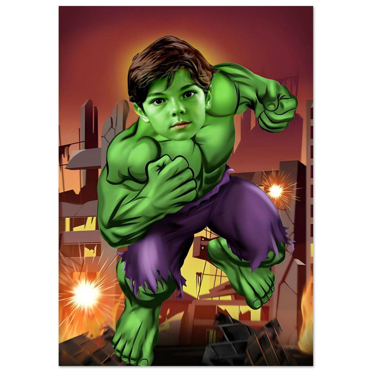 Portrait de super héros Personnalisé - Hulk
