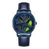 Montre jante rotative innovante - Cuir Bleu