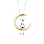 Collier pendentif Chat Or et Argent