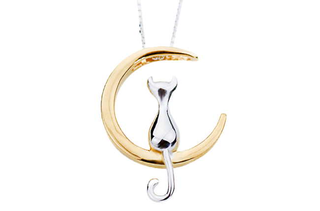 Collier pendentif Chat Or et Argent