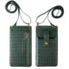 Sac Téléphone Bandoulière Femme — Croco, Miroir & Cartes - Vert