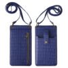 Sac Téléphone Bandoulière Femme — Croco, Miroir & Cartes - Bleu Foncé